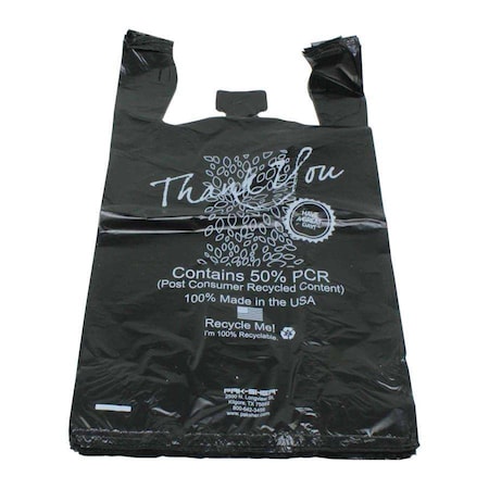 Pak-Sher Pak-Sher 12"x7"x22" Plastic T-Shirt Black Bag, PK1000 2222